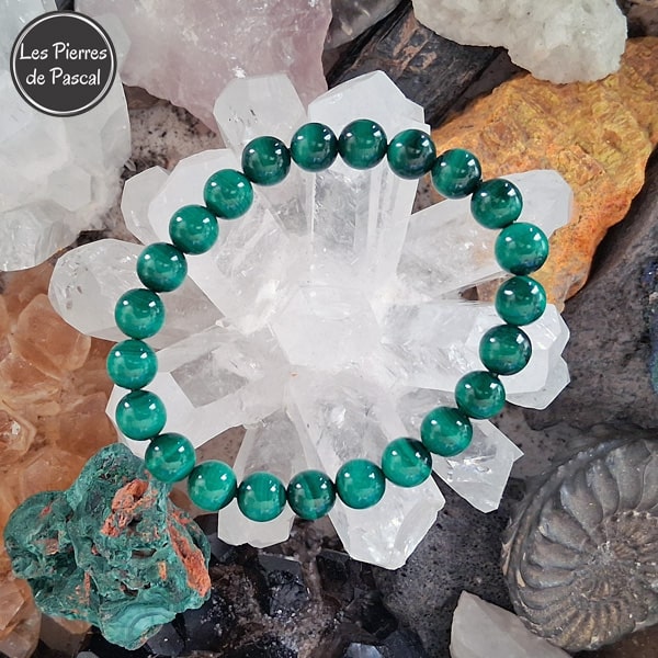 Nouveau Bracelet en Malachite Claire du Congo de 8 mm de Grade A+ | Arthrose