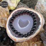 Bracelet Onyx Noir du Brésil Grade A Boules de 8 mm sur une agate