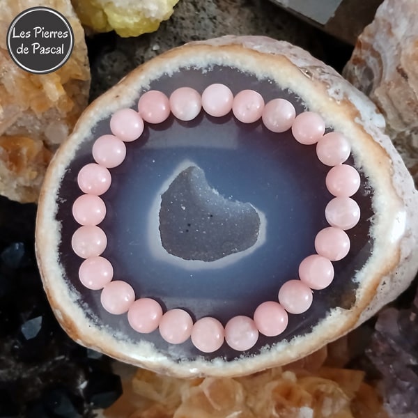 Bracelet Opale Rose Boules de 8 mm