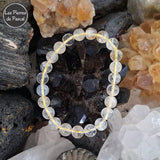 Bracelet Citrine Naturelle Claire de 8 mm de Madagascar Grade A sur une druse de quartz fumé