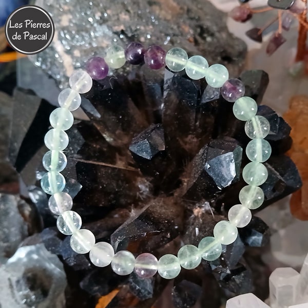 Mon Bracelet en Fluorine ou Fluorite Multicolore du Pérou de Grade A Boules de 6 mm