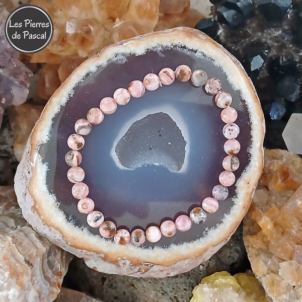Bracelet en Rhodochrosite du Venezuela 2A de 6 mm