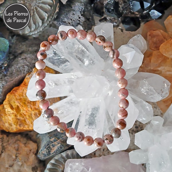 Bracelet en Rhodochrosite du Venezuela de Grade 2A Boules de 6 mm