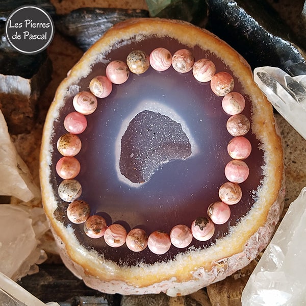 Bracelet en Rhodochrosite du Venezuela 2A Boules 8 mm