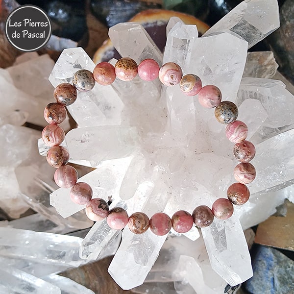 Bracelet en Rhodochrosite du Venezuela de Grade 2A Boules de 8 mm