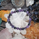 Bracelet 3 Pierres Contre l'Anxiété, le Stress et les Angoisses : Améthyste, Lépidolite et Tourmaline Noire - Calme, Protection et Ancrage