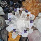 Bracelet 4 Pierres pour l'Anxiété Sociale : Agate Dentelle Bleue, Lépidolite, Labradorite et Quartz Rose - Communication, Calme et Confiance