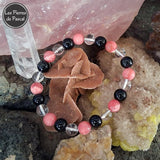 Le Bracelet Transformation des Peurs : "Libérez-Vous de Vos Blocages" Bracelet avec 3 Pierres Obsidienne arc en Ciel, Cristal de Roche et Rhodochrosite