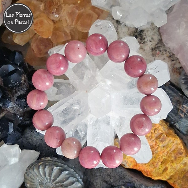 Nouveau Bracelet en Rhodonite d'Australie Grade A Boules de 12 mm