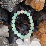 Bracelet "TDAH - Hyperactivité" en Aventurine Verte du Brésil Grade A et Quartz Rose du Brésil Boules de 8 mm sur une druse de quartz fumé