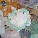 Bracelet "TDAH - Hyperactivité" en Aventurine Verte du Brésil Grade A et Quartz Rose du Brésil Boules de 8 mm sur une druse de cristal