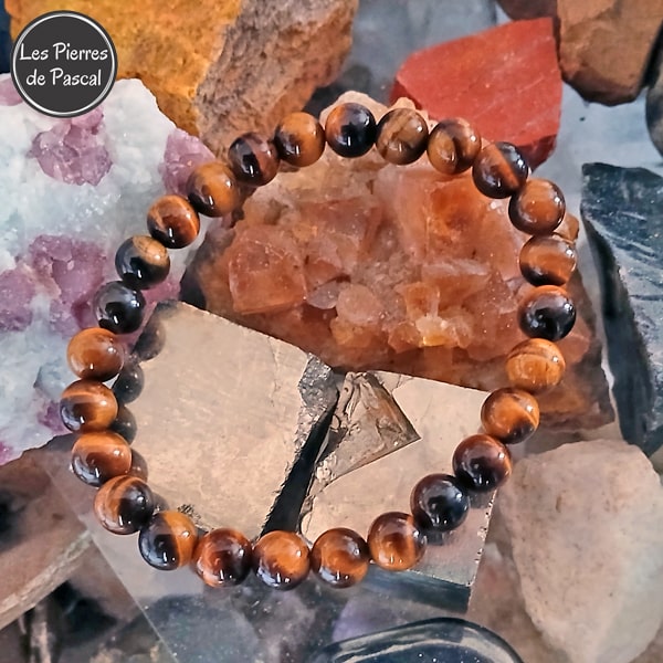 Bracelet Œil de Tigre d'Afrique du Sud de 8 mm grade 3A