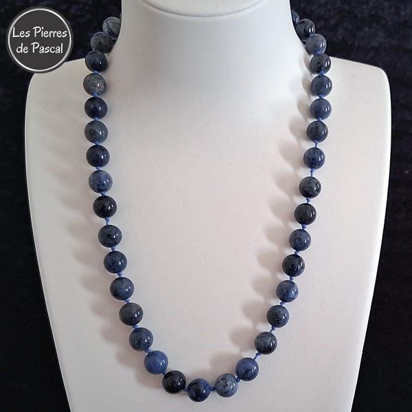 Commande Olga R. - 2 Bracelet et 1 Collier à Nœuds Dumortiérite De Namibie Grade 2A Boules de 10 mm Longueur 50 cm