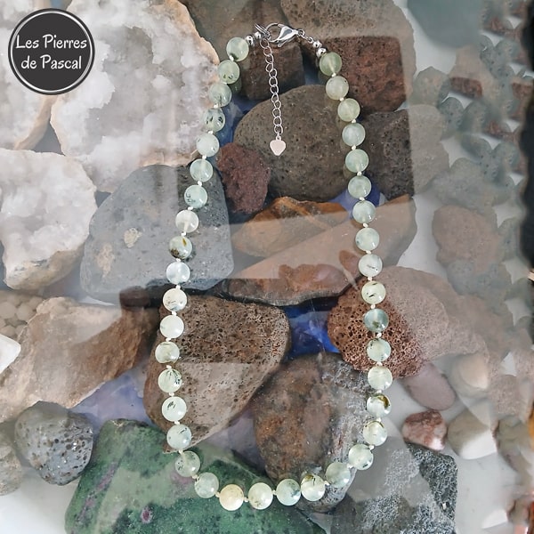 Collier en Prehnite Boules de 10 mm de Longueur de 50 cm