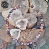 Collier en Agate du Botswana de 10 mm et de 45 cm + 4 cm