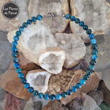 Collier en Apatite Bleue du Brésil de Qualité A+ Boules de 10 mm de 45 cm + 4 cm