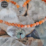 Réalisation d'un Collier Aventurine Orange du Botswana de 8 mm et un Pendant Arbre de Vie Aventurine Verte
