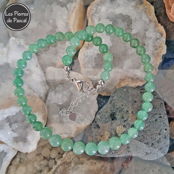 Réalisation d'un Collier en Aventurine Verte du Brésil de Grade A Boules de 8 et 10 mm