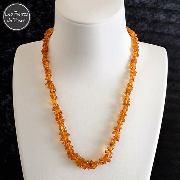 Collier Ambre Baltique Naturel - Long Collier Chaîne Pour Femme - Neuf Avec Étiquette