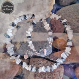 Nouvelle Réalisation Collier Baroque Quartz à Inclusions de Tourmaline du Brésil Grade A Pierres Chips de 44 cm + 4 cm