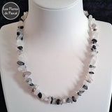 Nouvelle Réalisation Collier Baroque Quartz à Inclusions de Tourmaline du Brésil Grade A Pierres Chips de 44 cm + 4 cm