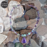 Collier en Fluorine avec un Pendentif Améthyste du Brésil de 47 cm