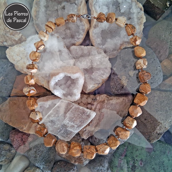 Collier en Jaspe Paysage de 50 cm