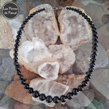 Collier Obsidienne Œil Céleste ou Arc en Ciel du Mexique Boules de 5 à 14 mm de 58 cm