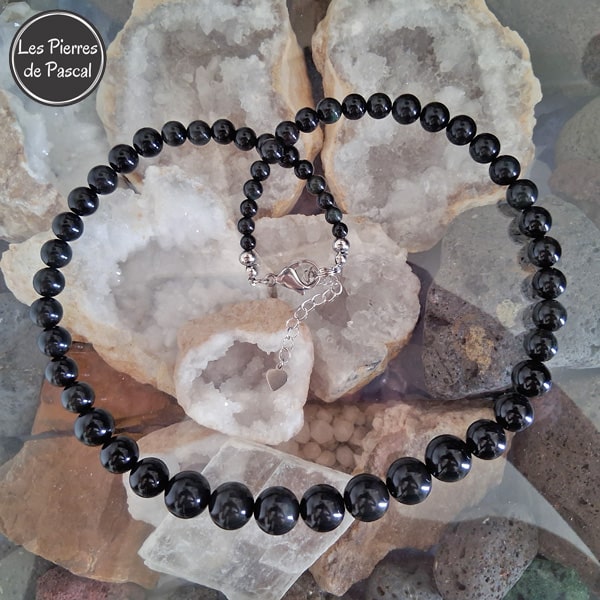 Collier Obsidienne Œil Céleste ou Arc en Ciel du Mexique
