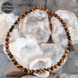Collier Œil de Tigre de 8 mm de 45 cm Réalisé avec Élastique