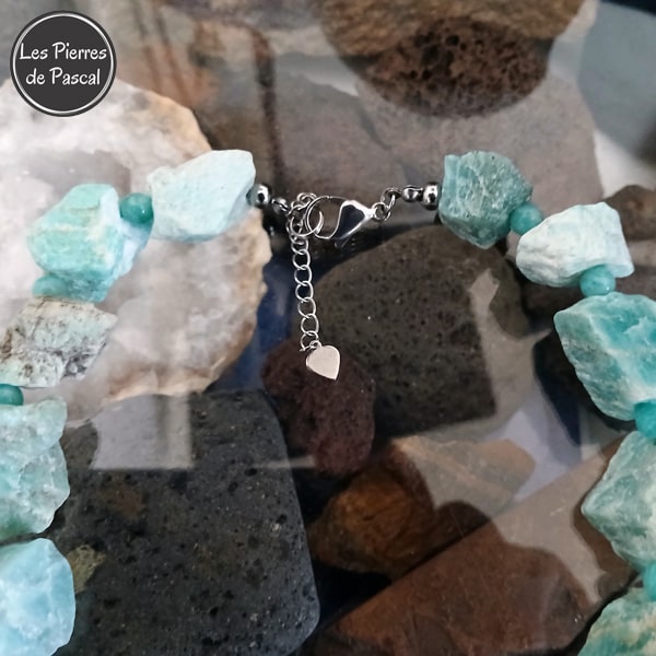 Collier Pierre Brute Amazonite et Boules de 6 mm
