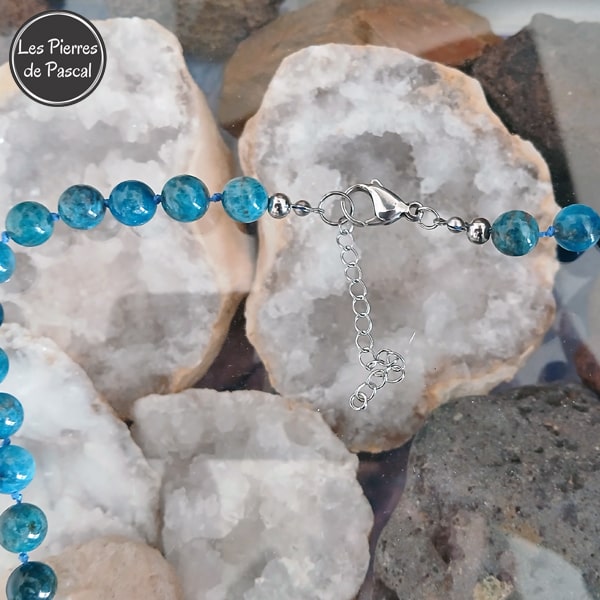 Collier en apatite bleue - Perles rondes 6 mm - 70 cm - Objets divers