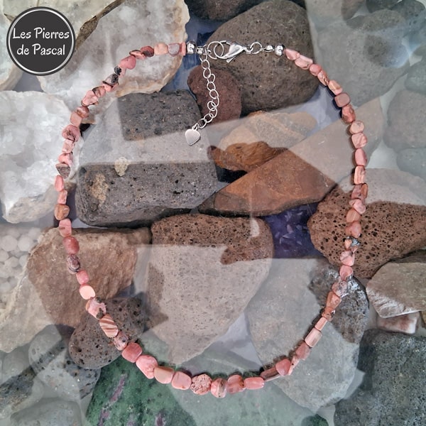 Réalisation d'un Collier Baroque en Rhodochrosite Rose de 46 cm + 4 cm