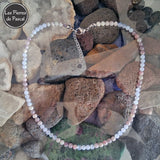 Collier Agate Dentelle 2A et Tourmaline Rose AB 6 mm de 50 cm + 4 cm