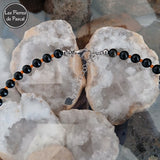 Collier Obsidienne Dorée et Arc en Ciel de 55 cm + 4 cm