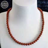 collier jaspe rouge 6 mm de 43 cm