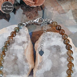 Collier en Labradorite Grade A+ Boules de 8 mm et une Labradorite Médaillon Serti en Pendentif de 43 cm + 5