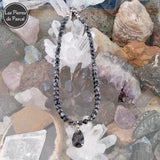 Réalisation d'un Collier Ras de Cou en Labradorite de 6 mm avec Pendentif Goutte Labradorite de 44 cm + 4 cm