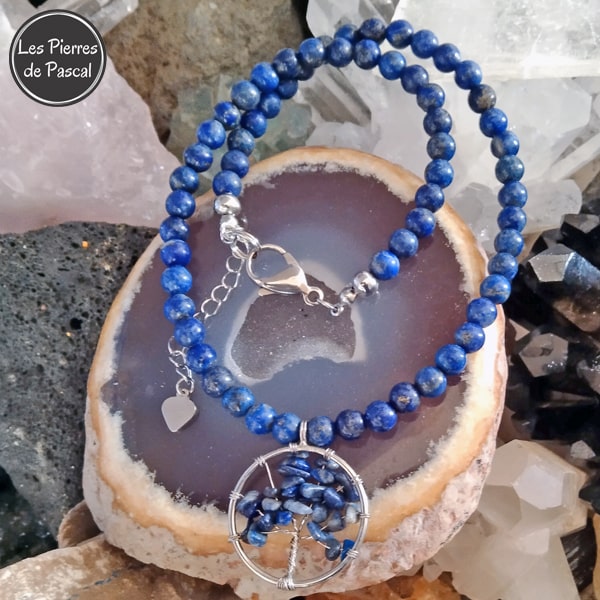 Réalisation d'un Collier en Lapis-Lazuli de 6 mm avec un Arbre de Vie