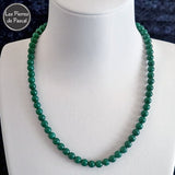 Réalisation d'un Collier Ras de Cou en Malachite Dark (Foncée) du Congo Grade 2A Boules de 6 mm de 42 cm + 5 cm