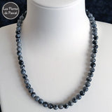 Réalisation d'un Ras de Cou en Obsidienne Flocon de Neige des États-Unis Grade A+ Boules de 6 mm de 42 cm + 5 cm