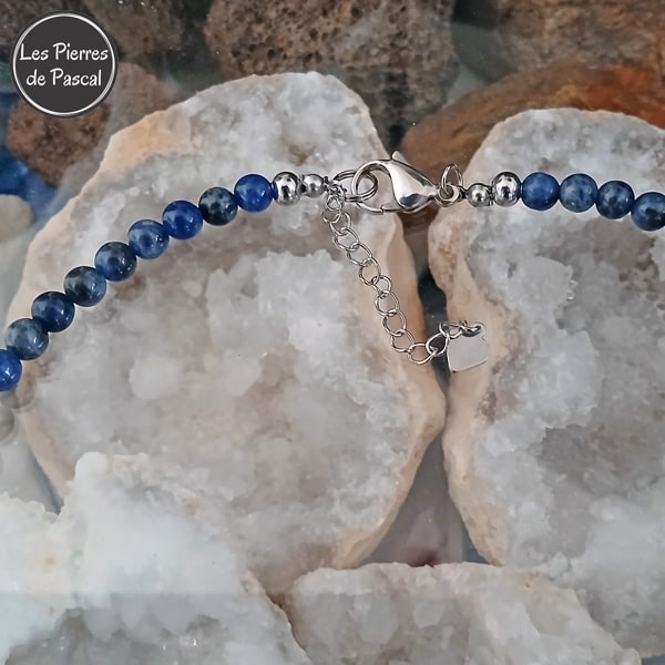 Collier Sodalite du Brésil de Grade A Boules de 6 mm de 45 cm + 4 cm