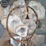 Réalisation collier Unakite de 6 mm de 43 cm + 4 cm