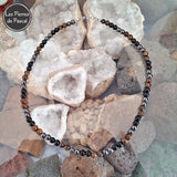 CollierŒil de Tigre de Grade B, Hématite Grade B et Obsidienne Noire Grade B Boules de 6 mm de 50 cm de Long