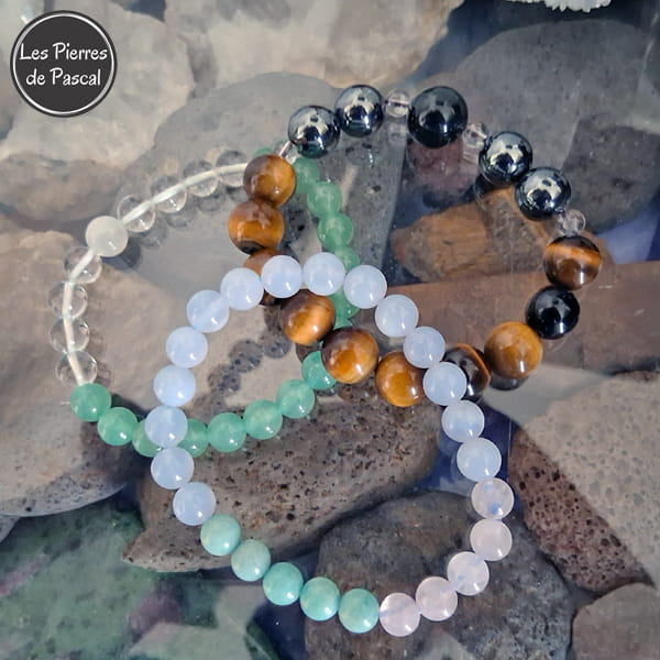 Commande Andréi Z. - 3 Bracelets avec Pierres Diverses de 8 à 14 mm en Taille 19 cm