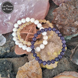 Commande Marie L. - 2 Bracelets Citrine et Lépidolite de 6 mm et 1 Bracelet Magnésite de 8 mm