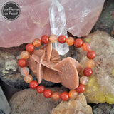 Commande Aurélie C. - Bracelet avec Cornaline et Jaspe Rouge de 8 mm Taille 18 cm sur une rose des sables