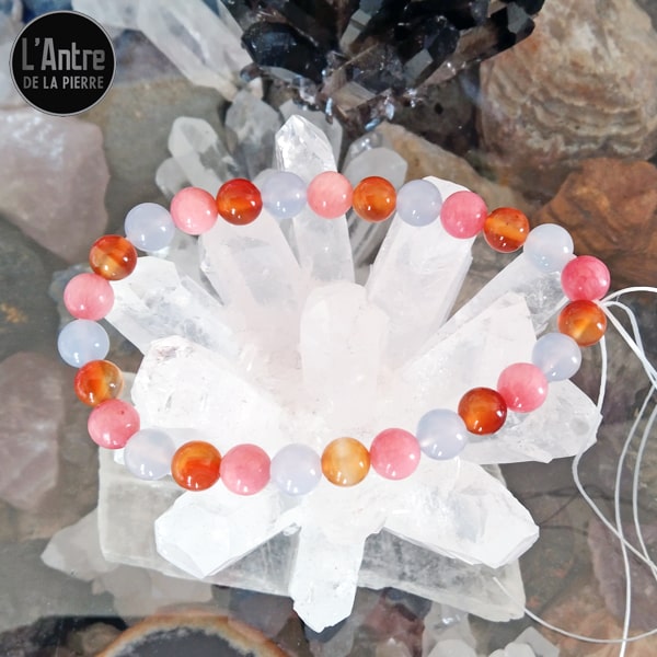 Commande Christine D. - Bracelet Agate Dentelle 2A, Cornaline A, Rhodo ...