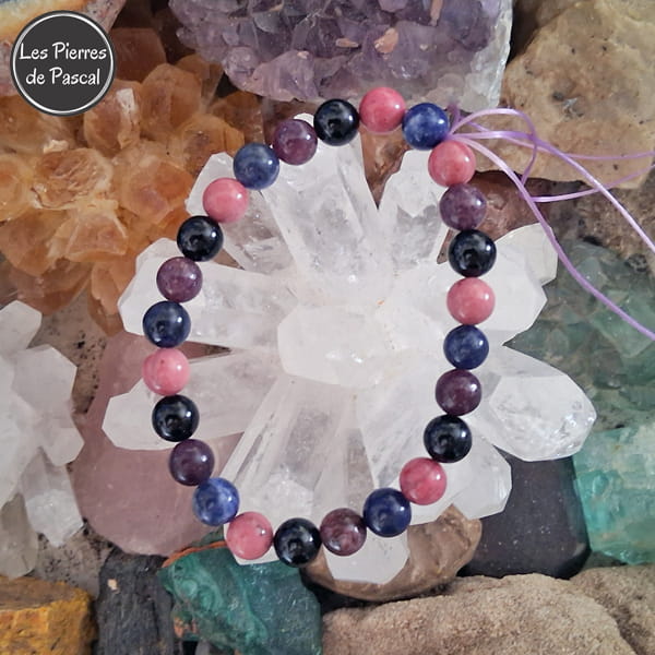 Bracelet avec 4 Pierres de 8 mm Taille 19 cm vue 2