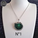 Commande Dany V. - Pendentifs Malachite Ronde 2A et Bois Pétrifié Rectangulaire A